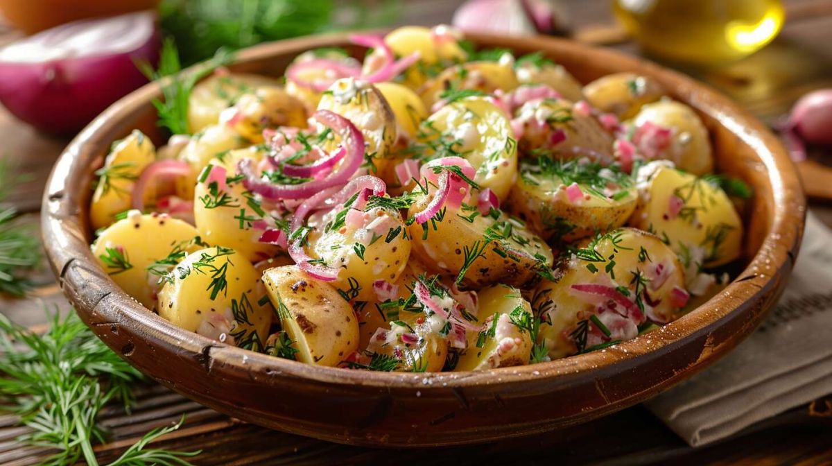 Recette savoureuse de salade de pommes de terre aux harengs fumés