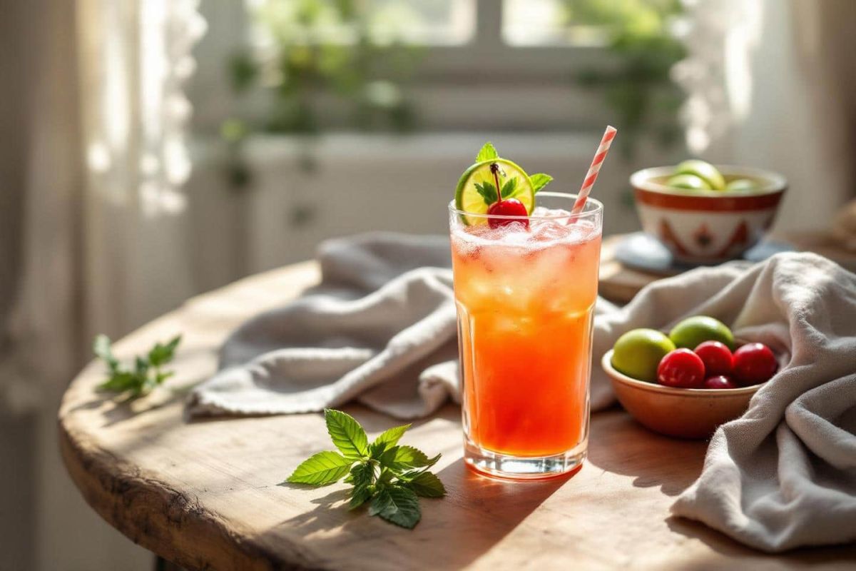 Invitation à la fraîcheur avec un collin griotte-citron vert au gin