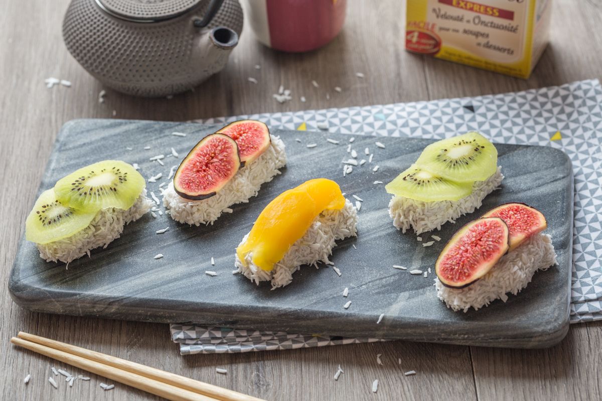 Sushis sucrés au tapioca et lait de coco