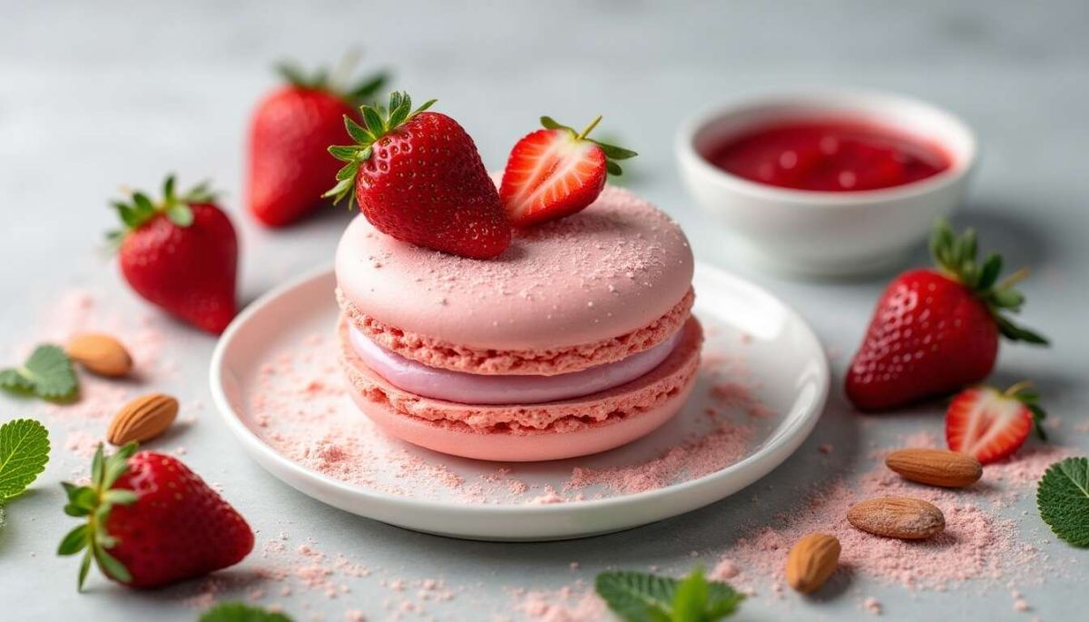 Un macaron géant aux fraises qui va ravir vos invités