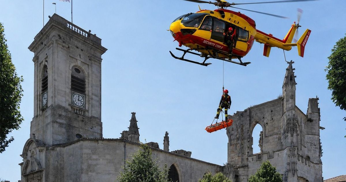 L'hélicoptère Dragon 17 en action lors d'un exercice inédit sur l'île de Ré