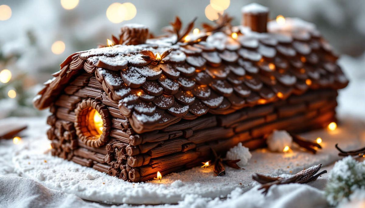 Bûche de Noël : un délice en forme de chalet pour émerveiller vos fêtes