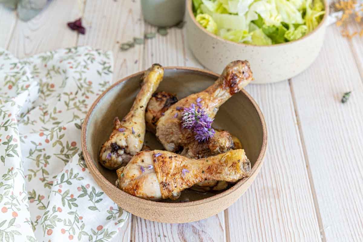 Pilons de poulet marinés à l’orange, soja et sésame au Air Fryer