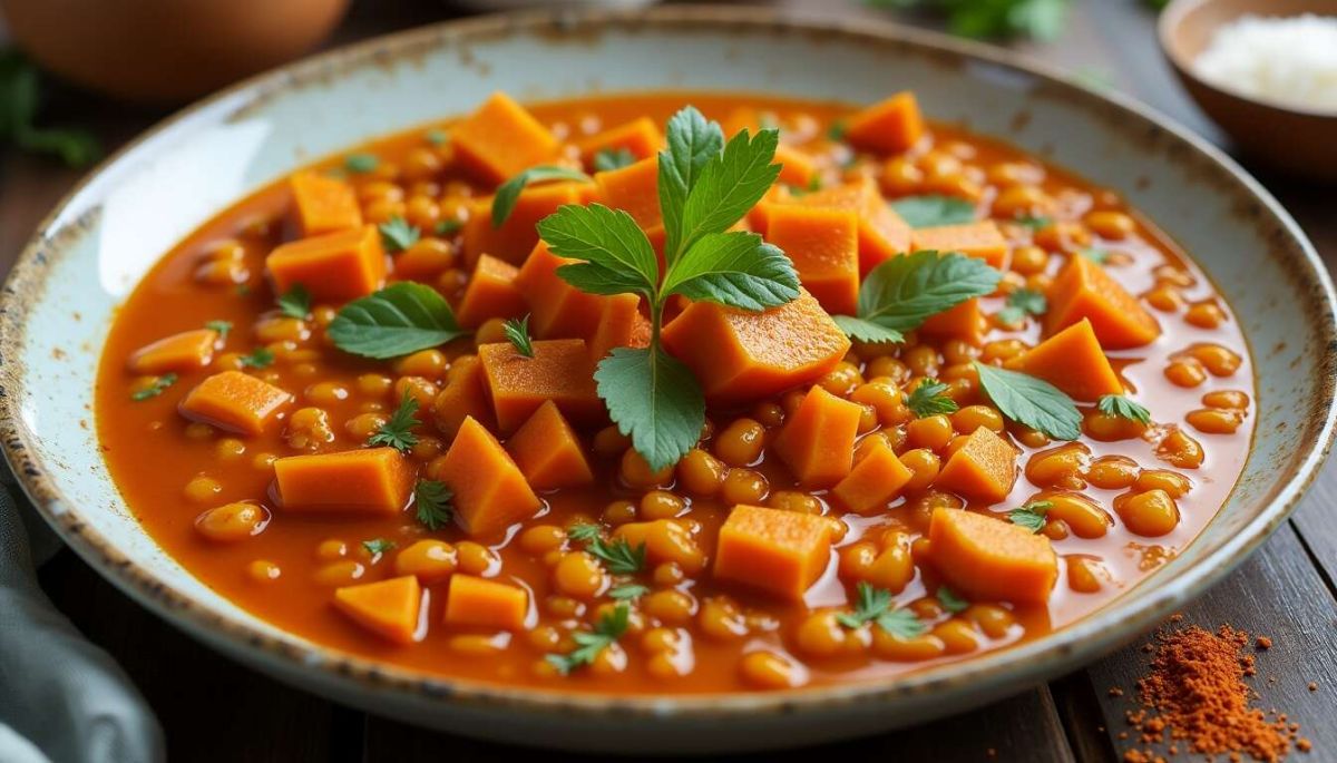 Un dahl de lentilles corail et patate douce à savourer