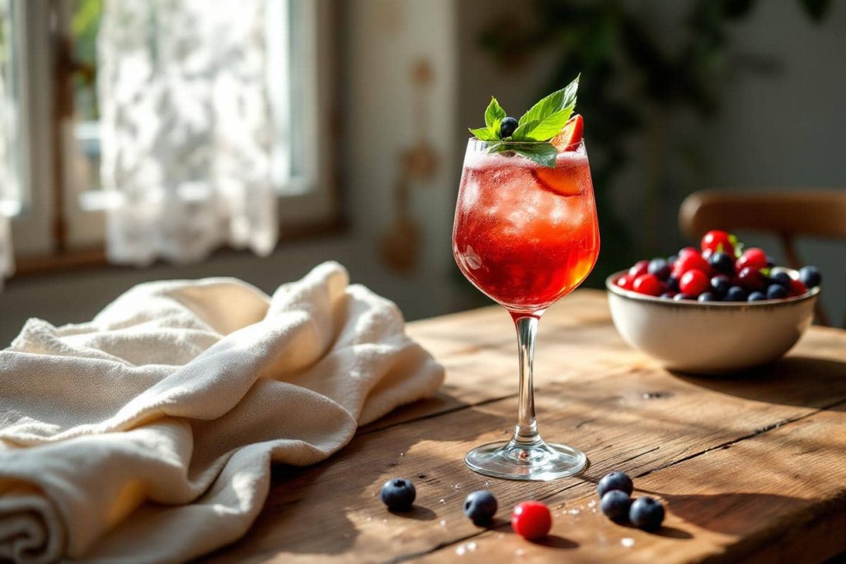 Un cocktail d'été : réinventez le spritz avec fruits rouges et basilic frais