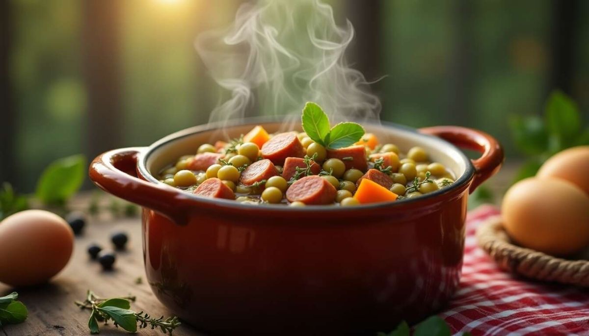 plongée gourmande dans les saveurs d'une saucisse fumée aux pois cassés