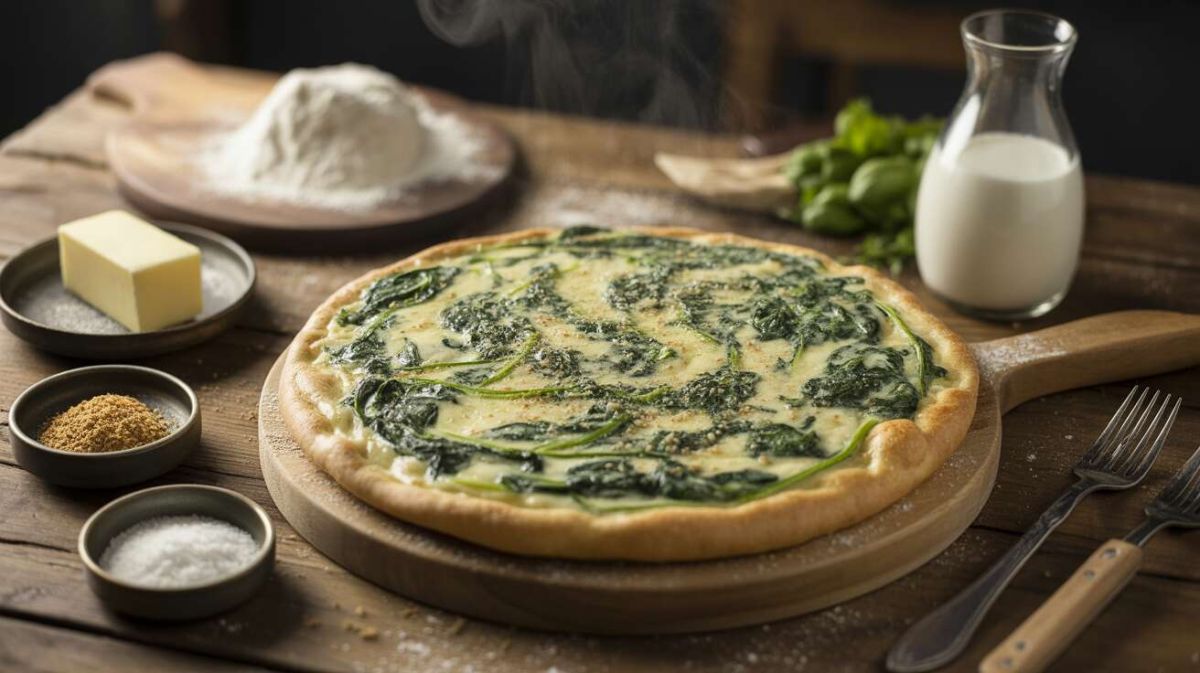 Savourez une pizza aux épinards et béchamel légère en un clin d'œil